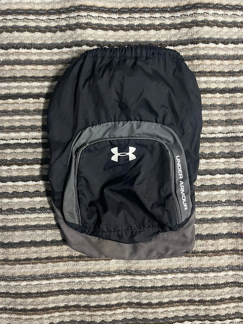 Under Armour Black and Gray Cinch Sack with Front Pocket